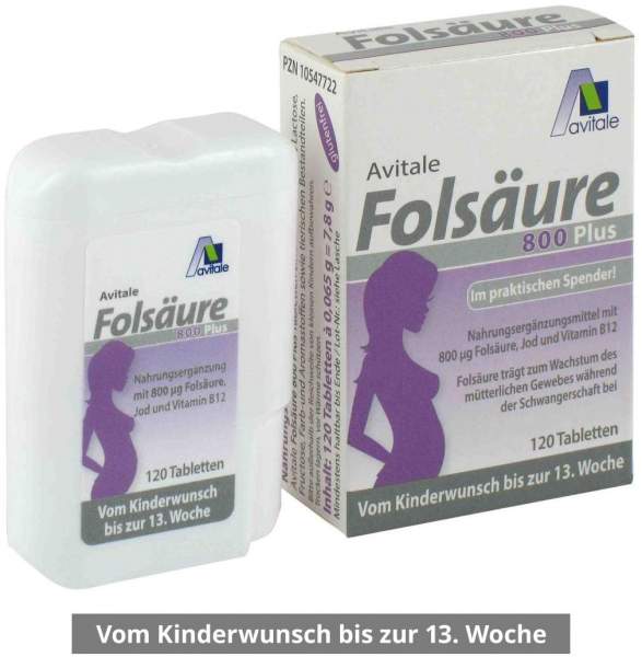 Folsäure 800 Plus B12 + Jod 120 Tabletten