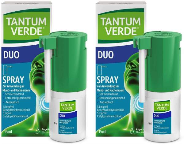 Tantum Verde Duo 1,5 mg je ml + 5 mg je ml Spray zur Anwendung in der Mundhöle 2 x 15 ml