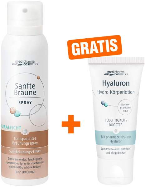 medipharma cosmetics Sanfte Bräune Aerosol Spray 150 ml + gratis Hyaluron Hydro Lotion 30 ml