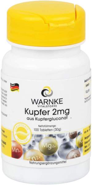 Kupfer 2 mg Aus Kupfergluconat 100 Tabletten