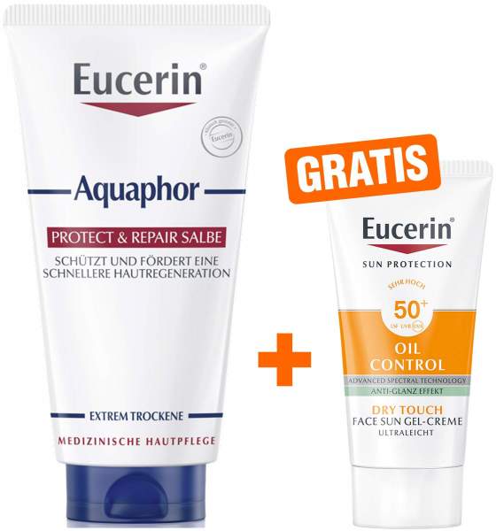 Eucerin Aquaphor Repair Salbe 45 ml + gratis Eucerin Sun Gel-Creme Oil Control 20 ml