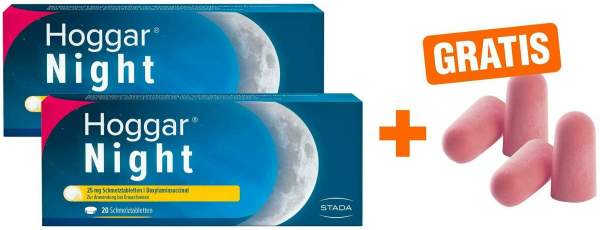 Hoggar Night 25 mg 2 x 20 Schmelztabletten + gratis Ohropax® Soft Ohrstöpsel 2 x 2 Stück