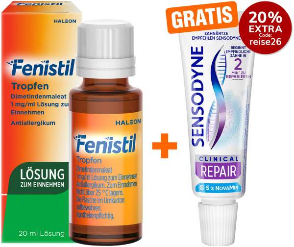 Fenistil Tropfen 20 ml + gratis Sensodyne Clinical Repair Zahnpasta 15 ml