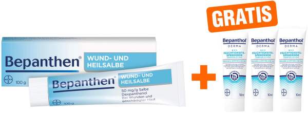 Bepanthen Wund- und Heilsalbe 100 g + gratis Bepanthol DERMA feuchtigkeitsspendene Körperlotion 3 x 10 ml
