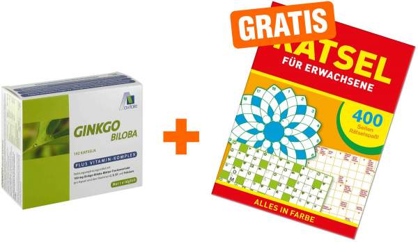 Ginkgo 100 mg Kapseln + B1, C + E + 192 Kapseln gratis Sudoku Rätselbuch