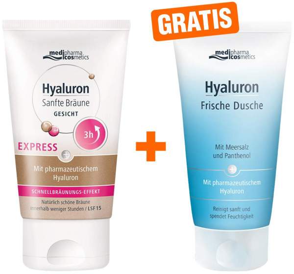 Hyaluron Sanfte Bräune Express Gesichtspflege 30ml Creme + gratis Frische Dusche Duschgel 75 ml