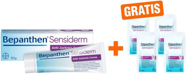 Bepanthen Sensiderm Anti-Juckreiz Creme 50 g + gratis 4 x 3,5 g Creme Sachet