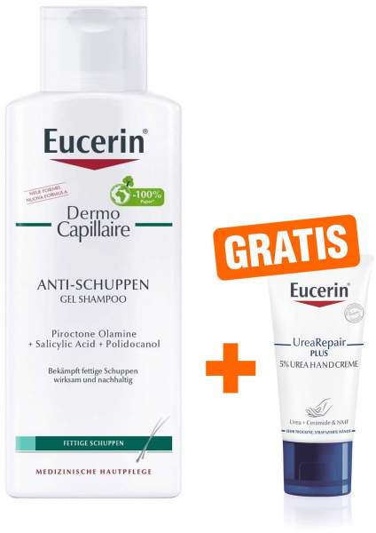 Eucerin Dermo Capillaire Anti-Schuppen Gel Shampoo 250 ml + gratis UreaRepair Plus Handcreme 5 % 30 ml