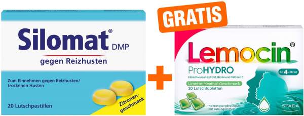 Silomat DMP Lutschpastillen Zitrone 20 Stück + gratis Lemocin ProHydro 20 Lutschpastillen