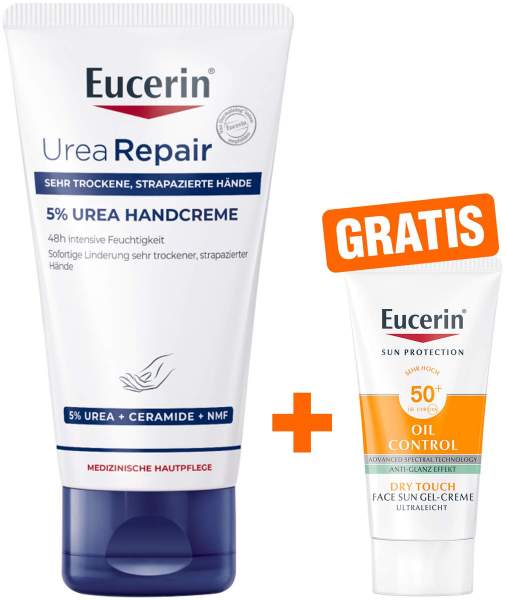 Eucerin UreaRepair PLUS Handcreme 5% 75 ml + gratis Eucerin Sun Gel-Creme Oil Control 20 ml