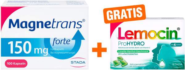 Magnetrans forte 150 mg 100 Kapseln + gratis Lemocin ProHydro 20 Lutschtabletten