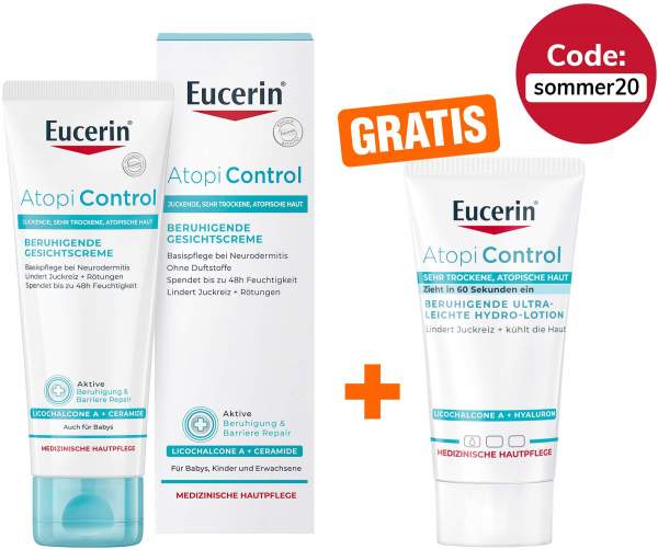 Eucerin AtopiControl Gesichtscreme 50 ml + gratis AtopiControl Hydro-Lotion 20 ml