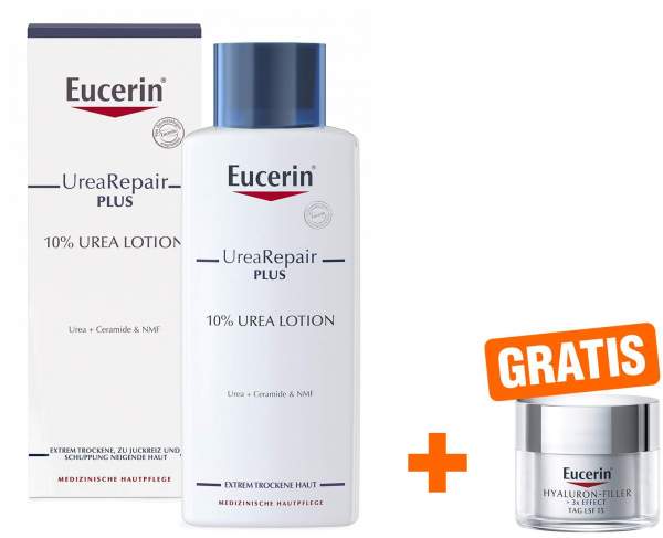 Eucerin UreaRepair Plus Lotion 10% 250 ml + gratis Anti Age Hyaluron Filler Tagespflege LSF 15 20 ml