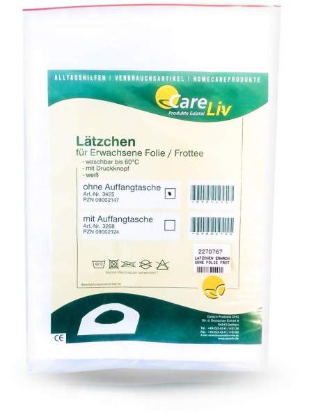 Lätzchen Erwachsene Folie und Frottee Weiß Mit Druckknopf