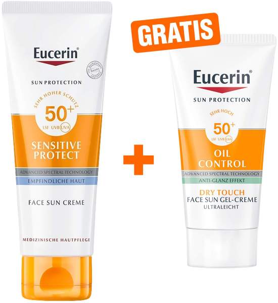 Eucerin Sun Sensitive Protect Face LSF 50+ + gratis Sun Gel-Creme Oil Control 20 ml