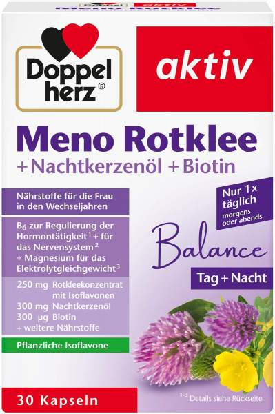 Doppelherz Aktiv Meno Rotklee + Nachtkerzenöl + Biotin 30 Kapseln