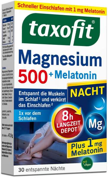 taxofit Magnesium 500 Nacht+Melatonin 30 Tabletten