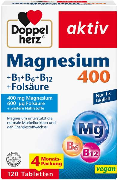 Doppelherz Magnesium 400 + B1 + B6 + B12 + Folsäure 120 Tabletten