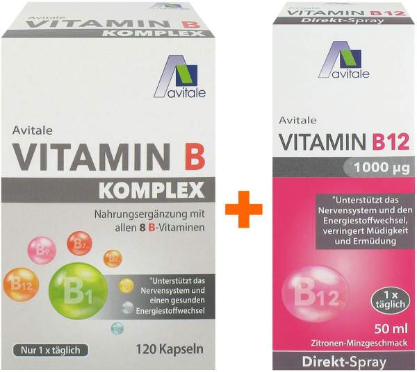 Vitamin B Komplex 120 Veggie-Kapseln + Vitamin B12 1000 µg Spray 50 ml