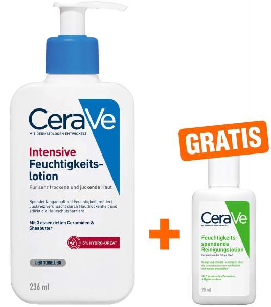 Cerave Intensive Feuchtigkeitslotion 236 ml + gratis Feuchtigkeitsspendende Reinigungslotion 20 ml