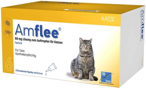 Amflee 50 mg Lösung zum Auftropfen Für Katzen 6 Pipetten
