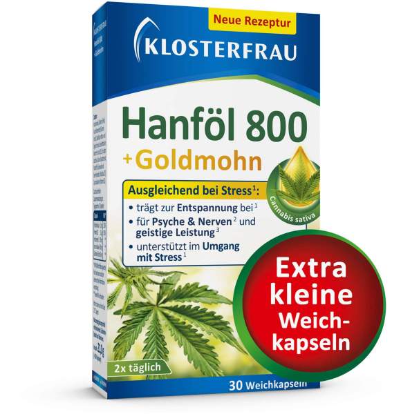 Klosterfrau Hanföl 800 mg + Goldmohn 30 Weichkapseln
