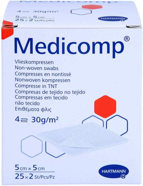 Medicomp Vlieskomp. Steril 5 X 5 cm 4lagig 25 X 2 Stück