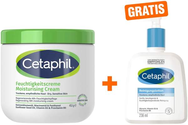 Cetaphil Feuchtigkeitscreme 453 g + gratis Reinigungslotion 236 ml