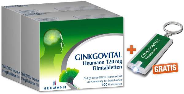 Ginkgovital Heumann 120 mg 200 Filmtabletten + gratis LED-Schlüsselanhänger