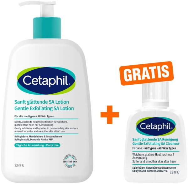 Cetaphil Sanft glättende SA Lotion für Gesicht &amp; Körper 236 ml + gratis Cetaphil sanft glättende Reinigungslotion 29 ml