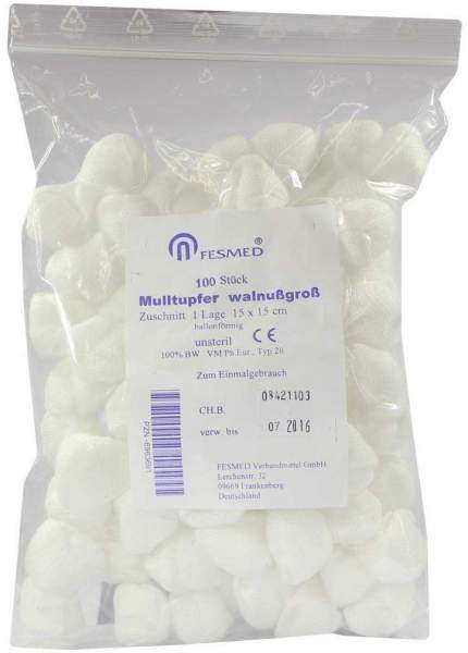 Mulltupfer Fes Tupf 15x15cm Unsteril 1lage Walnussgroß...