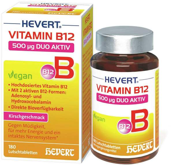 Vitamin B12 Hevert 500 µg Duo Aktiv 180 Lutschtabletten