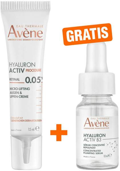 Avene Hyaluron Activ Procedure Augen-Lippen Creme 15 ml + gratis Avene Hyaluron Activ B3 10 ml Serum