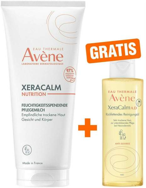 Avene XeraCalm Nutrition feuchtigkeitsspendende Pflegemilch 200 ml + gratis Avene XeraCalm Reinigungsgel 100 ml