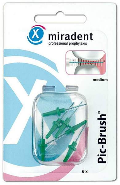 Miradent Interdentalbürste Pic-Brush Medium 6 Stück Grün