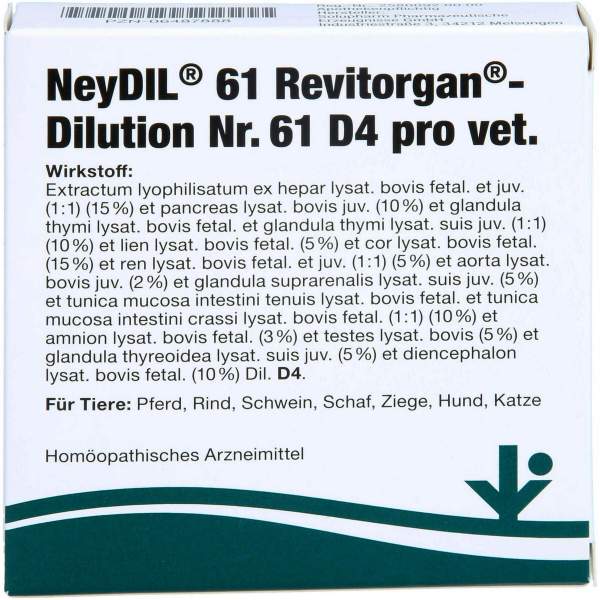 Neydil Nr.61 Revitorgan Dilution D 4 Pro Ampullen Vet 5 X 2 ml