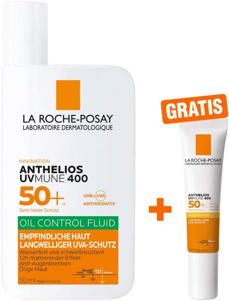 La Roche Posay Anthelios UV Mune Oil Control LSF50 50 ml Fluid + gratis Invisible Fluid UVMune 400 LSF 50+ 15 ml