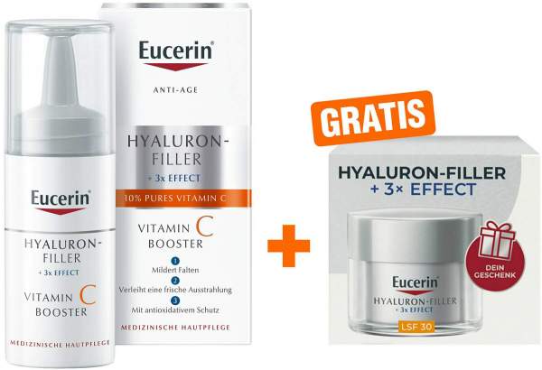 Eucerin Hyaluron Filler Vitamin C Booster 8 ml + gratis Hyaluron Filler XMas Tagespflege LSF30 20 ml