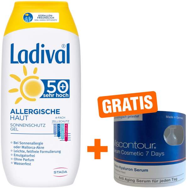 Ladival Allerg.Haut LSF 50+ Gel 200 ml + gratis Viscontour Serum 7 Ampullen