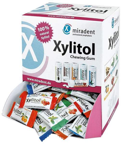 Miradent Xylitol Chewing Gum Schüttbox 200 Kaugummis