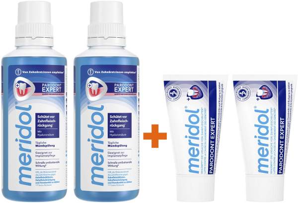 Meridol Parodont-Expert Mundspülung 2 x 400 ml + gratis Meridol Paradont Expert 2 x 20 ml