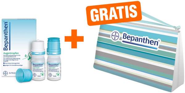 Bepanthen 2 x 10 ml Augentropfen + gratis Kosmetiktache