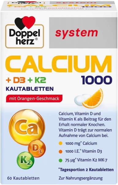 Doppelherz system Calcium 1000 + D3 + K2 60 Kautabletten