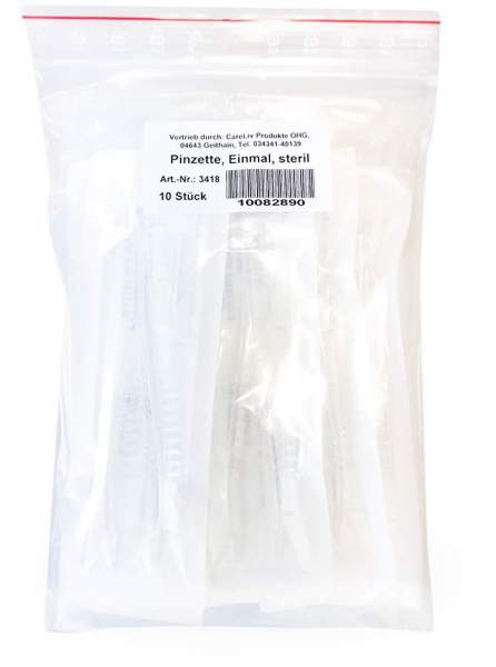 Pinzette Einmal Steril Kunststoff 12,5 cm 10 Stück