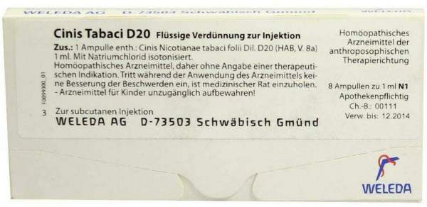 Weleda Cinis Tabaci D20 8 X 1 ml Ampullen