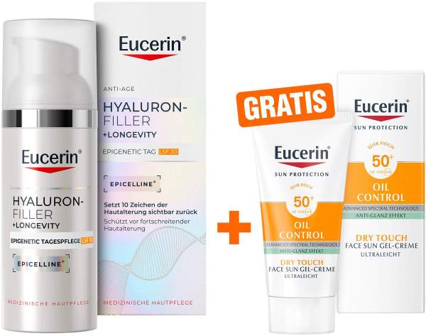 Eucerin Anti-Age Hyaluron-Filler Epigenetic LSF 30 50 ml Tagescreme + gratis Eucerin Sun Oil Control Gel-Creme 20 ml