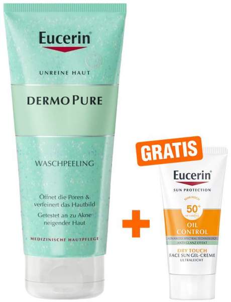 Eucerin DermoPure Waschpeeling + gratis Sun Gel-Creme Oil Control 20 ml