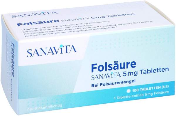 Folsäure Sanavita 5 mg 100 Tabletten