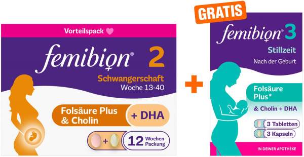 Femibion 2 Schwangerschaft 84 Tabletten und 84 Kapseln + gratis Femibion 3 3 Tage Kombipackung