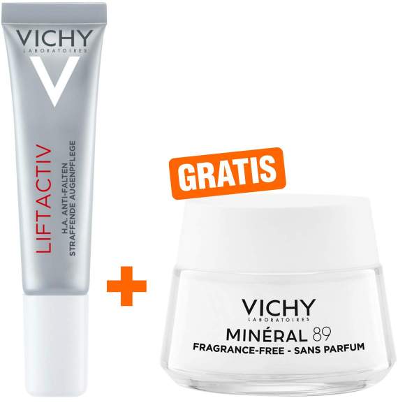 Vichy Liftactiv Augen Creme 15 ml + gratis Mineral 89 72 h Feuchtigkeitsboost 15 ml